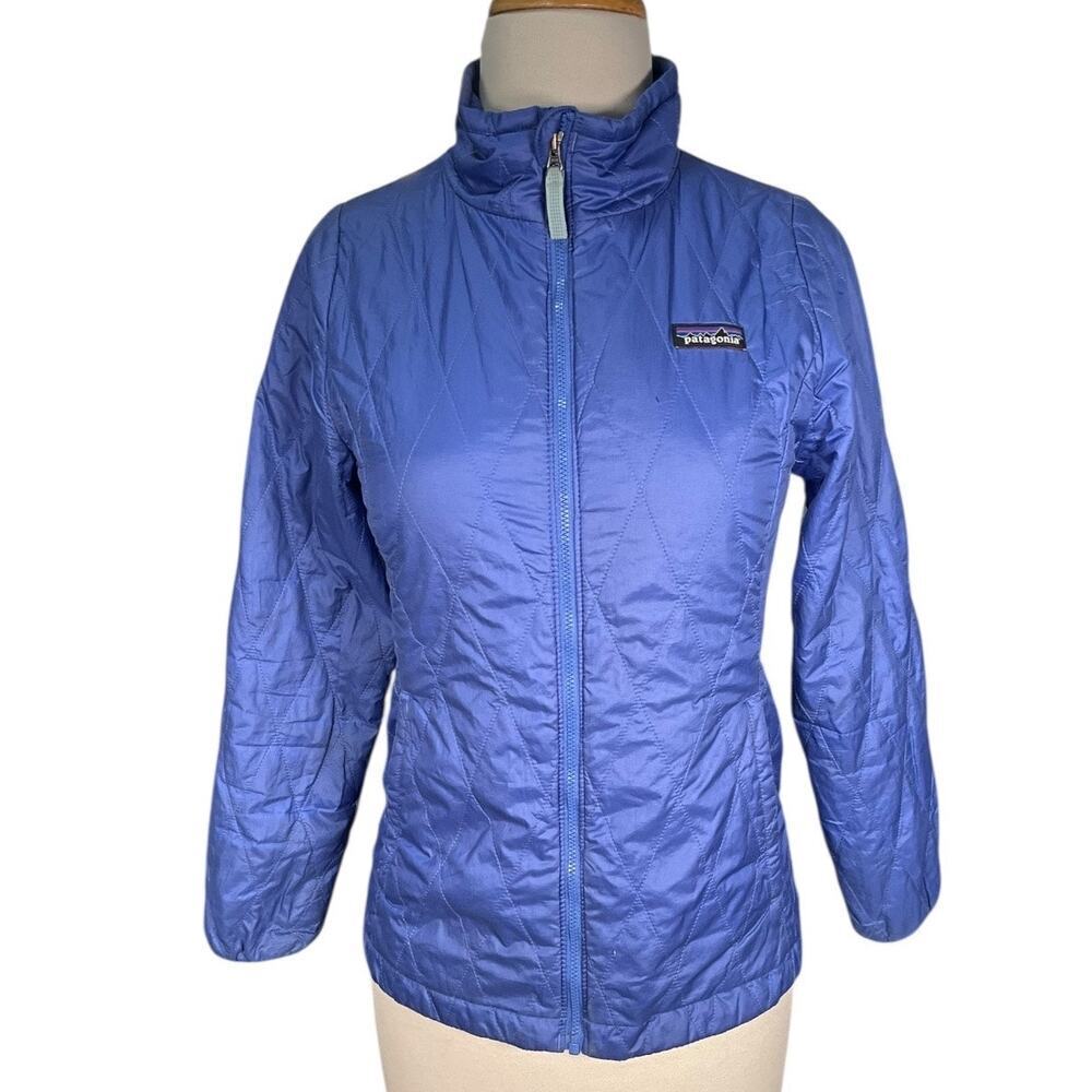 Patagonia Girls Kids Large 12 Quilted Jacket Blue Purple Lightweight Puffer Y2K - Picture 14 of 14